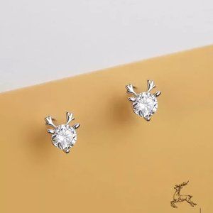 5mm CZ Deer Sterling Silver Earrings